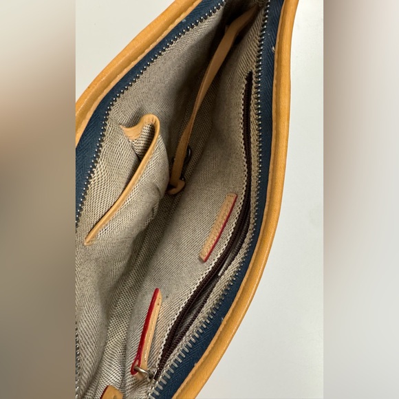 Dooney & Bourke Blue Coated Canvas Tassel Top Zip Small Hobo Shoulder Bag - Picture 6 of 7